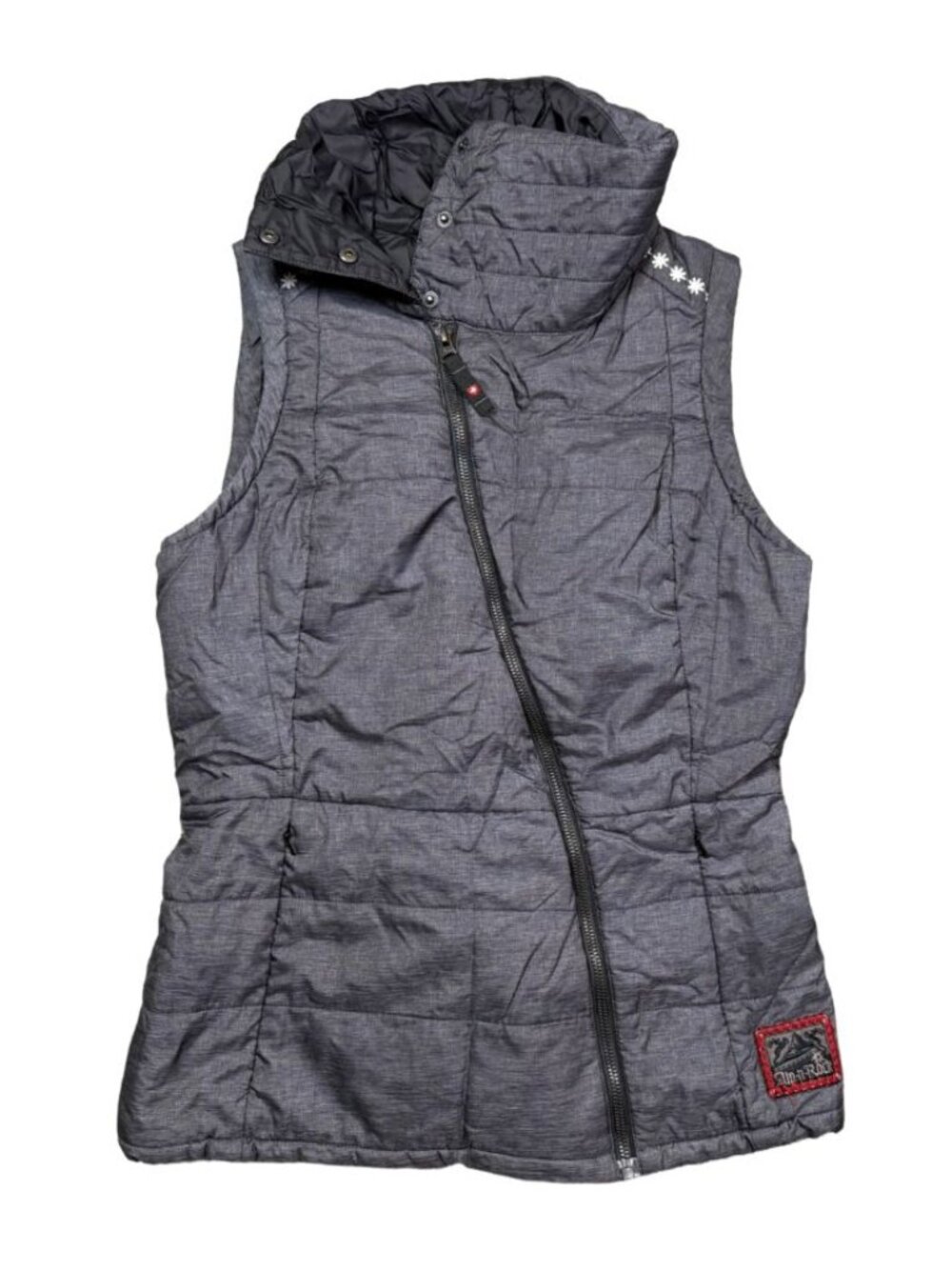 Alp N Rock Quilted Puffer Vest Women’s Size 2 Gray Hooded Zip Winter Apres Ski